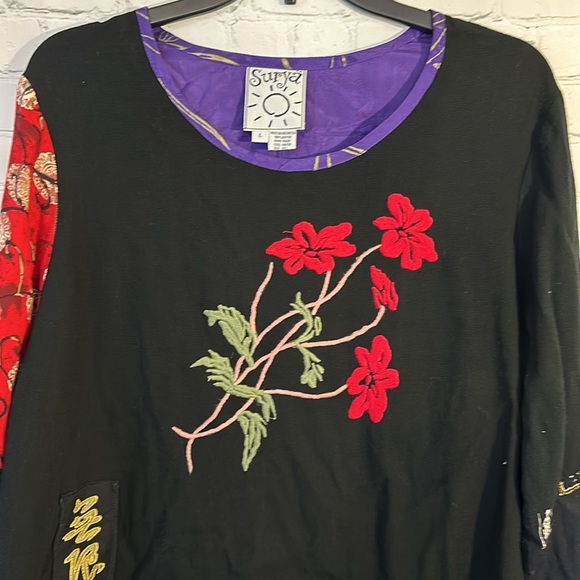 Surya Boho Embroidered Patchwork Floral top - Picture 2 of 7